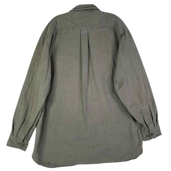 LL Bean Shirt Chamois Men’s Long Sleeve Green Button Down Size XLT Cotton - Picture 3 of 8